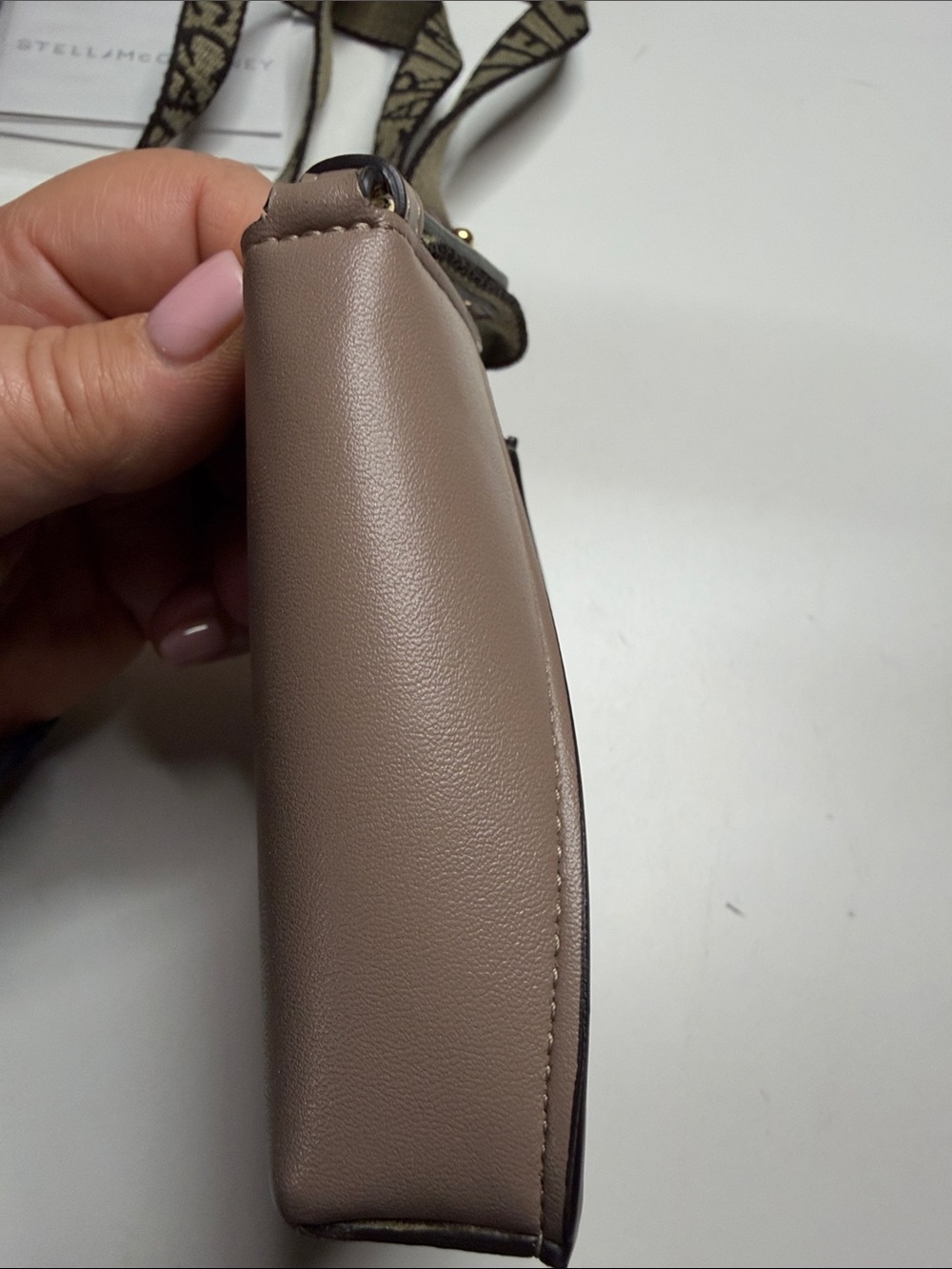Stella McCartney Taupe Mini Crossbody with Logo Webbing Strap - Picture 5 of 8
